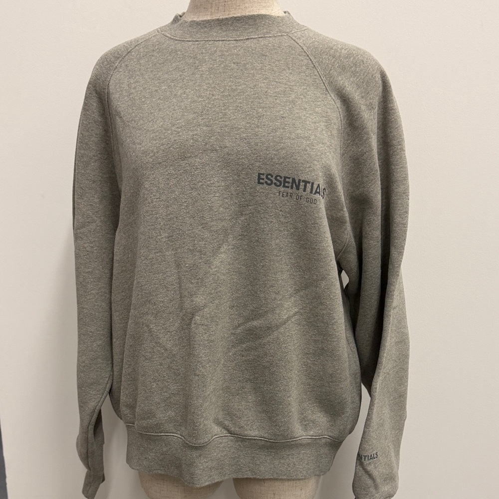 Essentials Men's Light Gray Crewneck Sweatshirt with Small Logo